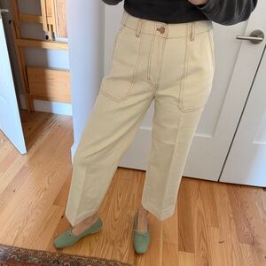 Labdip Paris Women's Carpenter Straight Leg Jeans in Cream